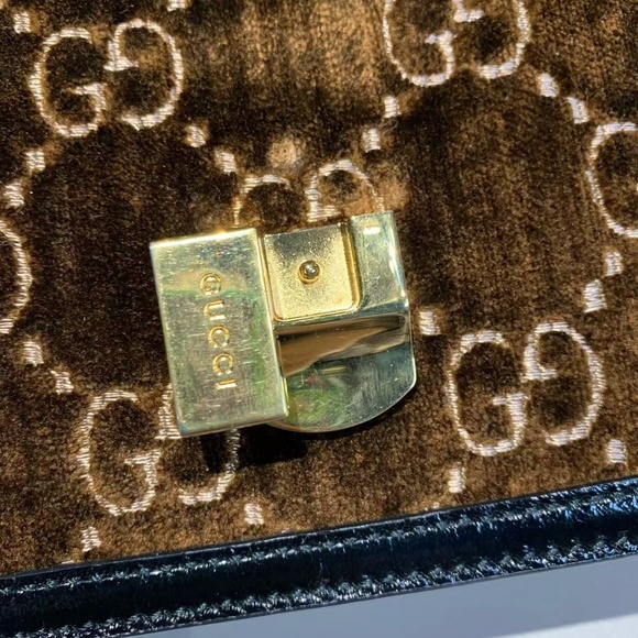 N16 Slightly Used Gucci Sylvie Brown velvet small shoulder straps Bag - Picture 14 of 15